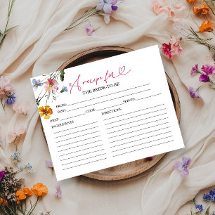 ワイルドフラワー書道ブライダルシャワーレシピカード