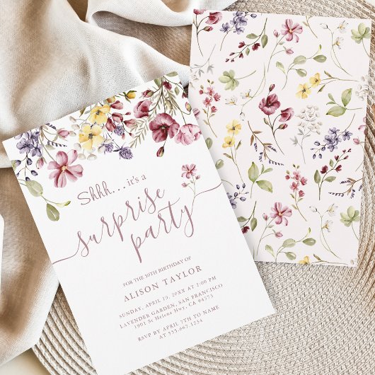 ワイルドフラワー書道誕生日サプライズパーティー 招待状