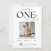 ワイルドフラワー最初の誕生日 – 垂直 招待状 (正面)