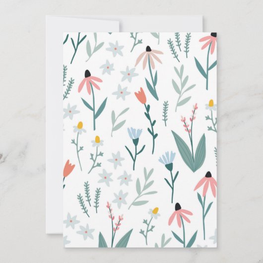 ワイルドフラワー最初の誕生日 – 垂直 招待状 (裏面)