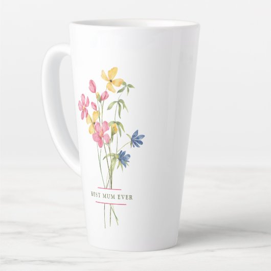 ワイルドフラワー最高のブーケムーム カフェラテマグ (左アングル)