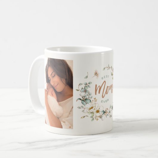 ワイルドフラワー最高のマママ今まで写真コラージコーヒーマグ コーヒーマグカップ (正面左)