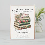 ワイルドフラワー本をテーマにした赤ちゃんシャワーフォイル招待状 箔招待状 (立ち正面)