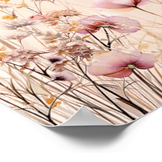 ワイルドフラワー桃のアーチ赤ちゃんシャワーへようこそ ポスター (角)