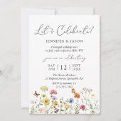 ワイルドフラワー植物体落ち着きウェディングレセプション 招待状 (正面)