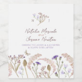 ワイルドフラワー植物水彩秋の結婚式 ワインラベル (シングルラベル)