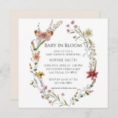 ワイルドフラワー植物赤ちゃんシャワー開花 招待状 (正面/裏面)