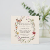 ワイルドフラワー植物赤ちゃんシャワー開花 招待状 (スタンド正面)