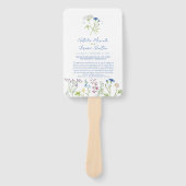 ワイルドフラワー植物青水彩結婚式プログラム ハンドファン (正面)