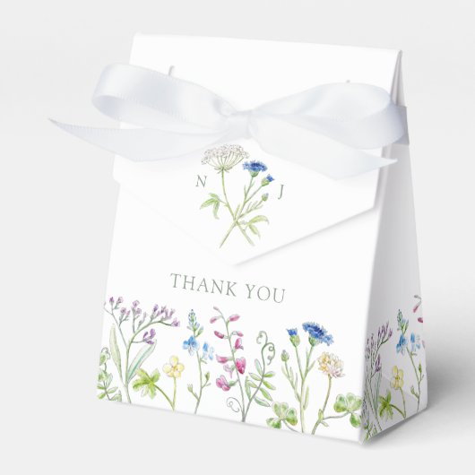 ワイルドフラワー植物青結婚水色 フェイバーボックス (正面サイド)