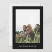 ワイルドフラワー楕円結婚フレームのフォトブラック セーブザデート (裏面)