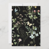 ワイルドフラワー楕円結婚フレームの黒 招待状 (裏面)