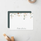 ワイルドフラワー水カラーかわいらしフローラパーソナライズされたN ノートカード (正面/裏面インサイチュ)