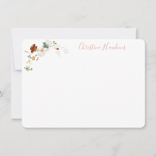 ワイルドフラワー水彩かわいらしフローラパーソナライズされた ノートカード (正面)