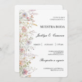 ワイルドフラワー水彩スペインの結婚式招待状 招待状 (正面/裏面)