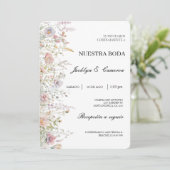 ワイルドフラワー水彩スペインの結婚式招待状 招待状 (スタンド正面)