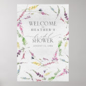 ワイルドフラワー水彩フローラシャワー歓迎ポスター ポスター (正面)