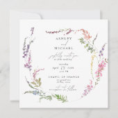 ワイルドフラワー水彩フローラフォト結婚ズ 招待状 (正面)