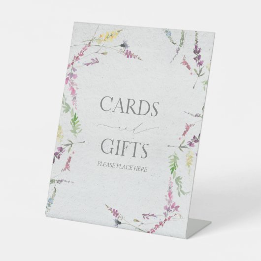 ワイルドフラワー水彩フローラブライダルシャワーギフト 台座サイン (正面)