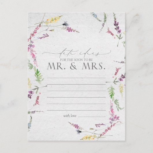 ワイルドフラワー水彩フローラ日付アイディア ポストカード (正面)