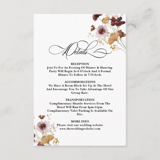 ワイルドフラワー水彩フローラ結婚書道 エンクロージャーカード (正面)