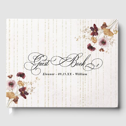 ワイルドフラワー水彩フローラ結婚書道 ゲストブック (正面)