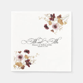 ワイルドフラワー水彩フローラ結婚書道 スタンダードカクテルナプキン
