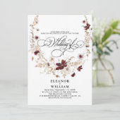 ワイルドフラワー水彩フローラ結婚書道 招待状 (スタンド正面)