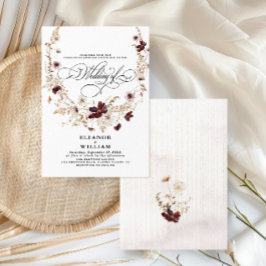 ワイルドフラワー水彩フローラ結婚書道 招待状