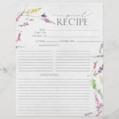 ワイルドフラワー水彩ブライダルシャワーレシピページ (裏面)