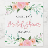 ワイルドフラワー水彩ブライダルシャワーワインラベル ワインラベル (シングルラベル)