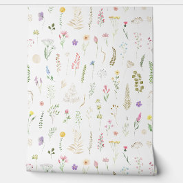 ワイルドフラワー水彩子供部屋壁紙 壁紙