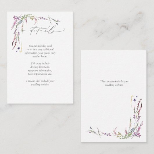 ワイルドフラワー水彩書結婚道の詳細 エンクロージャーカード (正面/裏面)
