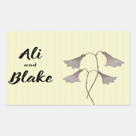 ワイルドフラワー水彩植物花 長方形シール