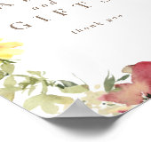 ワイルドフラワー水彩結婚式カードギフトサイン ポスター (角)