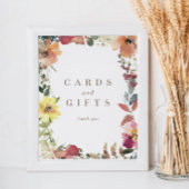 ワイルドフラワー水彩結婚式カードギフトサイン ポスター