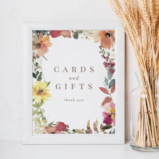 ワイルドフラワー水彩結婚式カードギフトサイン ポスター