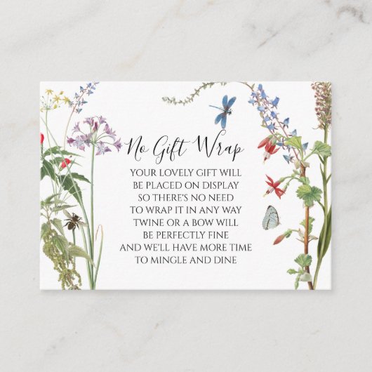 ワイルドフラワー水彩花と蜂のディスプレイシャワー エンクロージャーカード (正面)