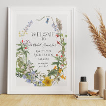 ワイルドフラワー水彩花のウェルカム ブライダルシャワー