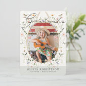 ワイルドフラワー水彩花ガール写真卒業 招待状 (スタンド正面)