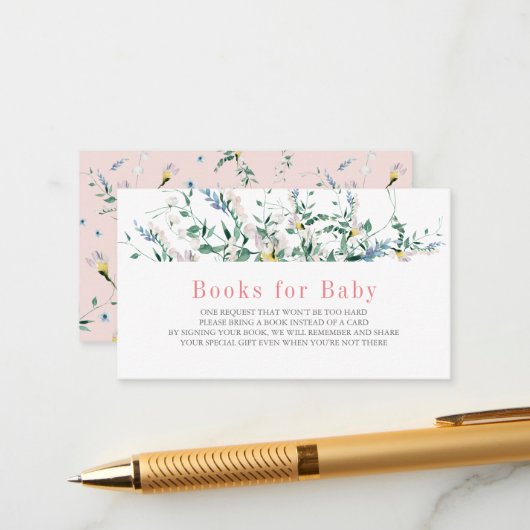 ワイルドフラワー水彩赤ちゃんシャワーブックベビー エンクロージャーカード (正面/裏面インサイチュ)