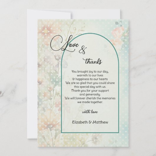 ワイルドフラワー水結婚色の写真ありがとう サンキューカード (裏面)