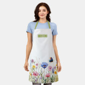 ワイルドフラワー水縁ど色シリーズIIヘブライ語の名前 エプロン (着用した状態)