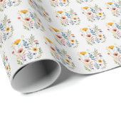 ワイルドフラワー水色カモミールのベルマリゴールド ラッピングペーパー (ロールコーナー)