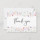 ワイルドフラワー水色ベビーシャワー サンキューカード (正面)