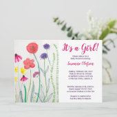 ワイルドフラワー水色ベビーシャワー 招待状 (スタンド正面)