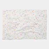 ワイルドフラワー水色ライトピンク キッチンタオル (横)