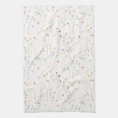 ワイルドフラワー水色ライトピンク キッチンタオル (縦)