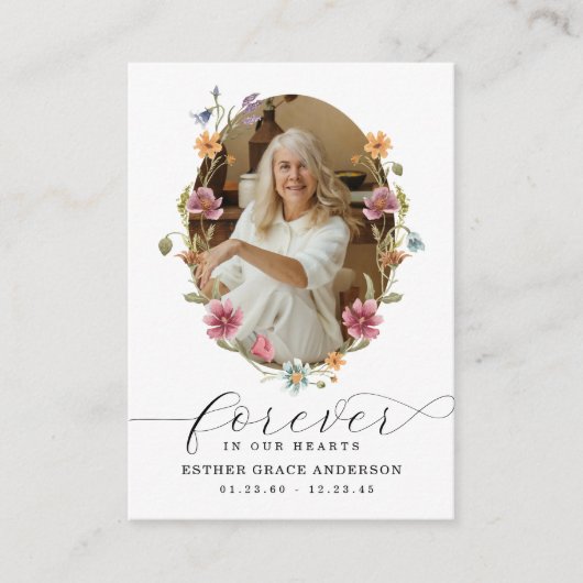 ワイルドフラワー永遠に私たちのハート祈りの言葉カード 名刺 (正面)