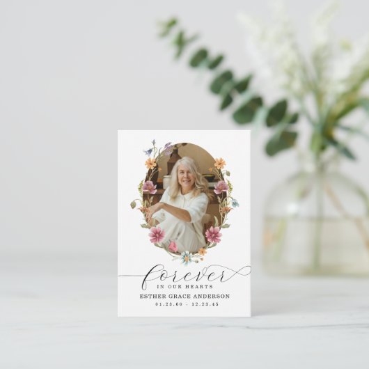 ワイルドフラワー永遠に私たちのハート祈りの言葉カード 名刺 (スタンド正面)